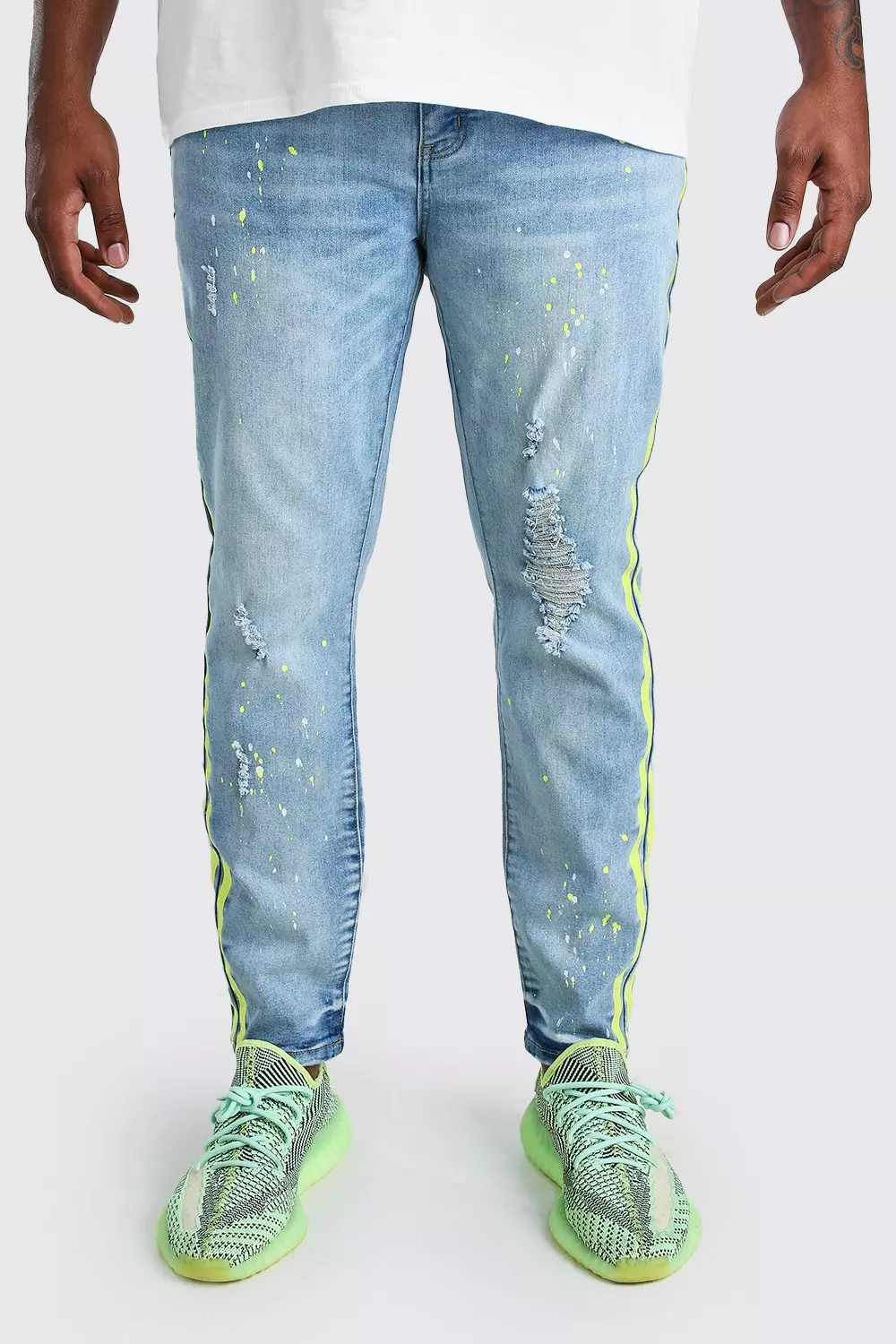Plus Size Skinny Jean With Side Stripe boohooMAN UK